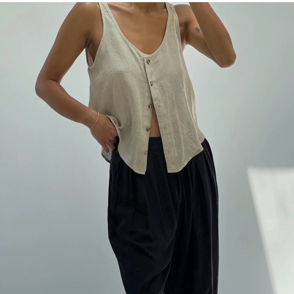 NA NIN RYAN LINEN RAYON TOP - Oak